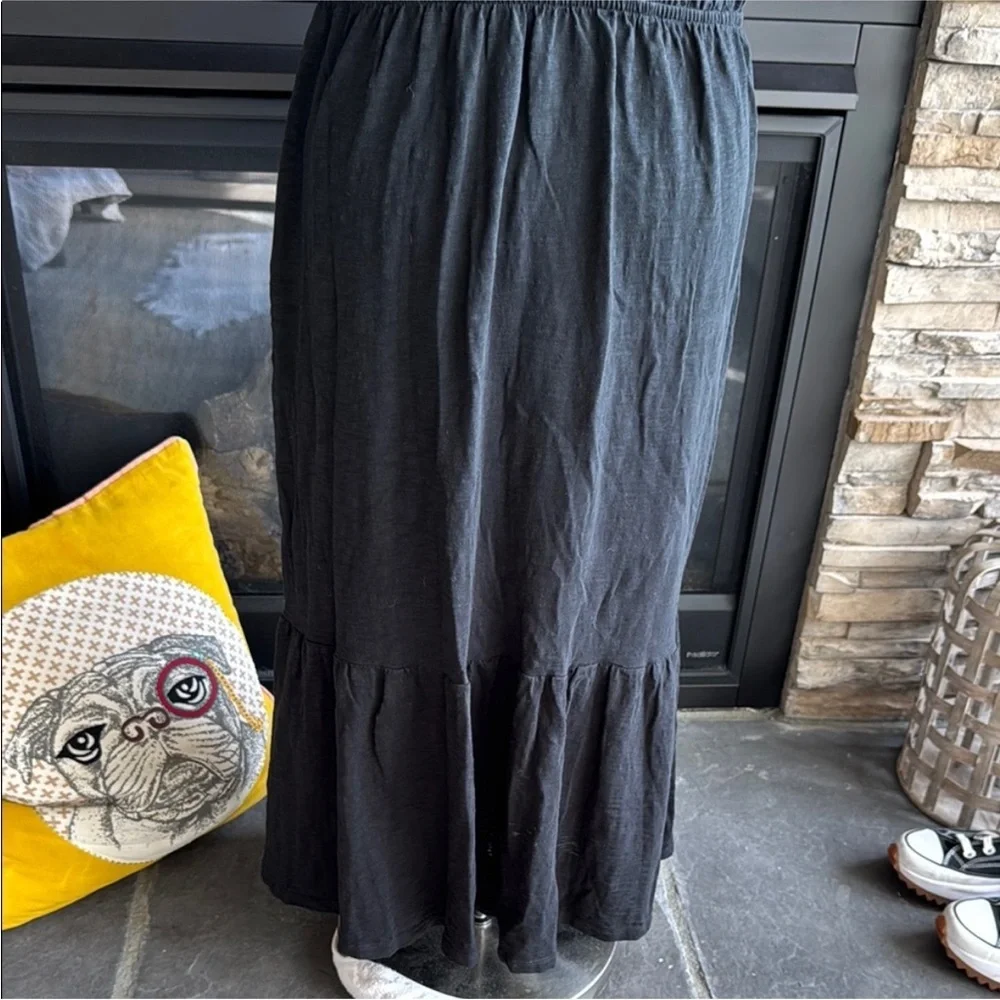 J. Crew Black Ruffle Sleeve Maxi Dress